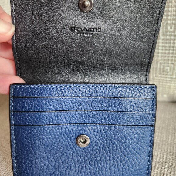 COACH Signature Stripe backpack navy/khaki like new F21928 with bonus wallet - Picture 15 of 16